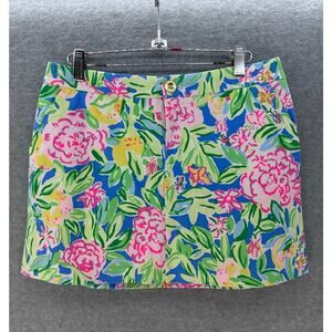Lilly Pulitzer Colette Floral Knit Skort Womens sz 4 Comfort Preppy Cotton Lined